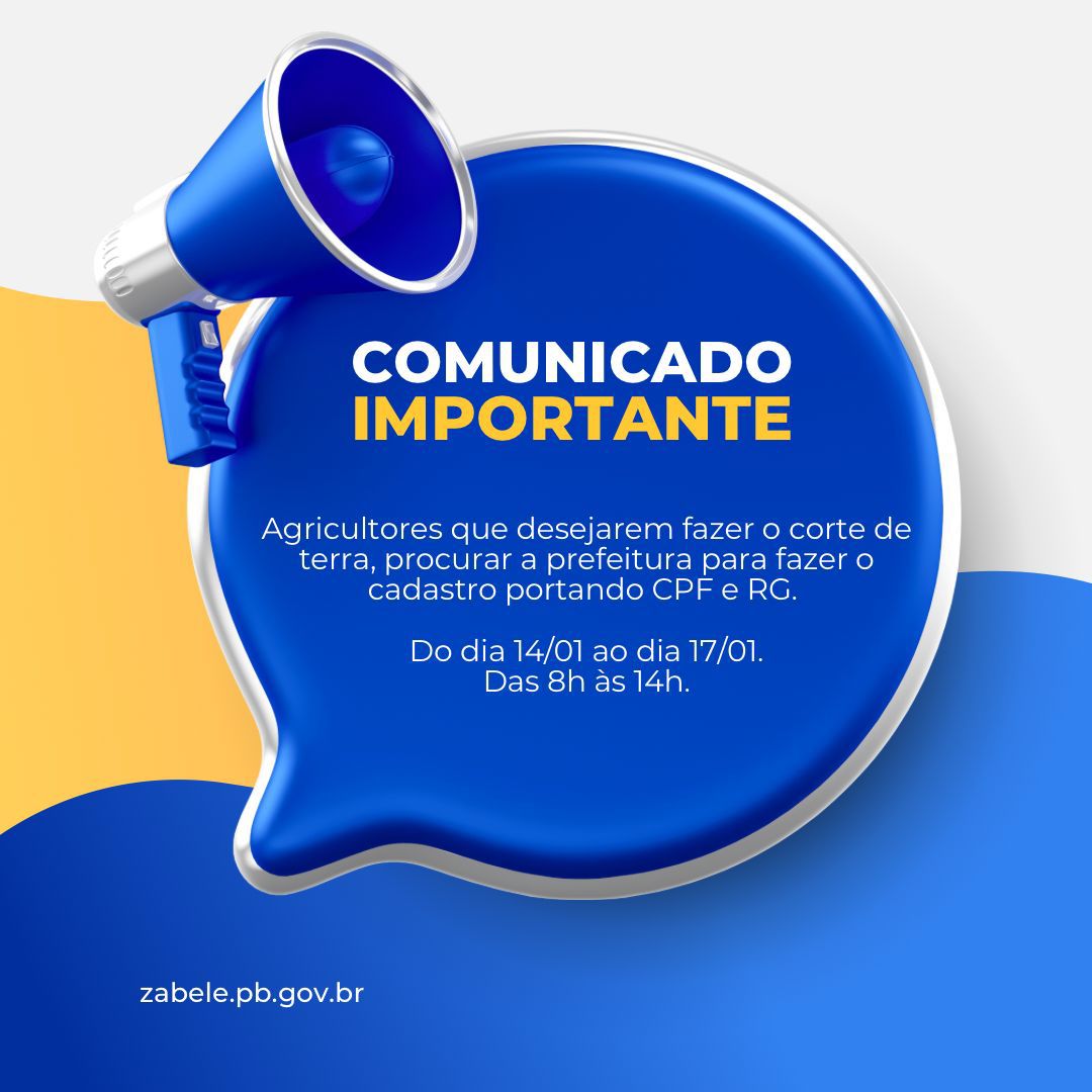 ATENÇÃO, AGRICULTORES DE ZABELÊ